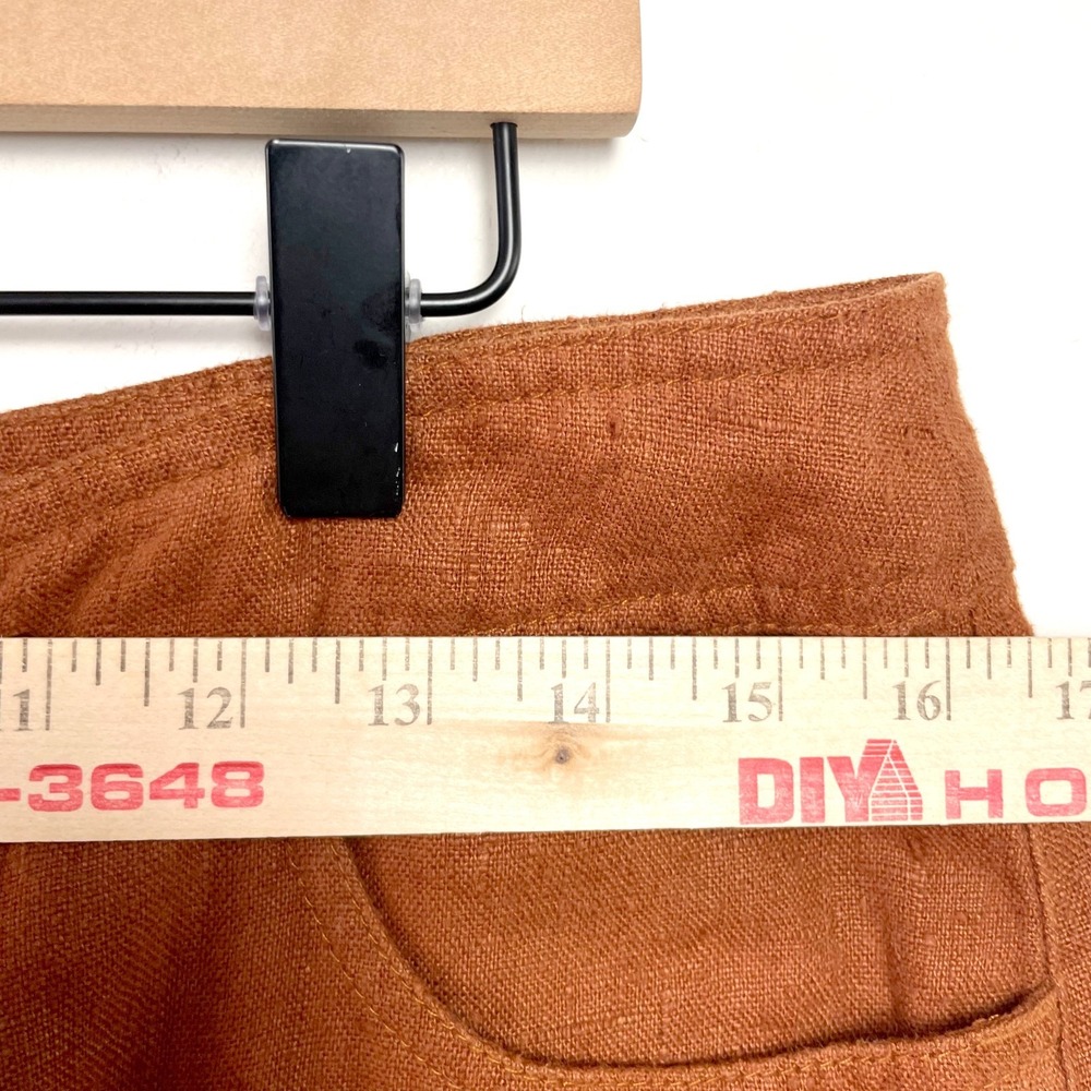 Chicos Linen Pants Sz 2 Large Rust Brown Quiet Luxury Minimalist Summer Capsule - Picture 6 of 8